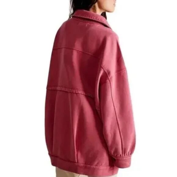 Free People We The Free Dawson Chore Jacket Sweatshirt Size Small Painted Roses - Picture 3 of 11